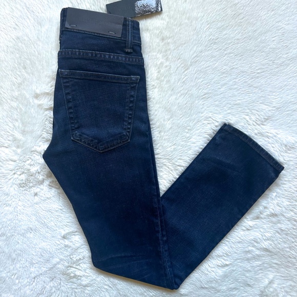 HELMUT LANG Skinny Ankle Cropped Midrise Indigo Wash Stretch Jeans - Picture 3 of 11